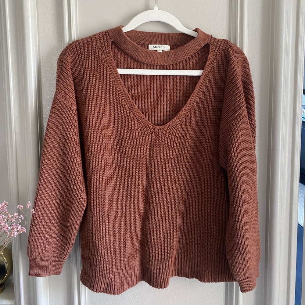 Cutout neck sweater